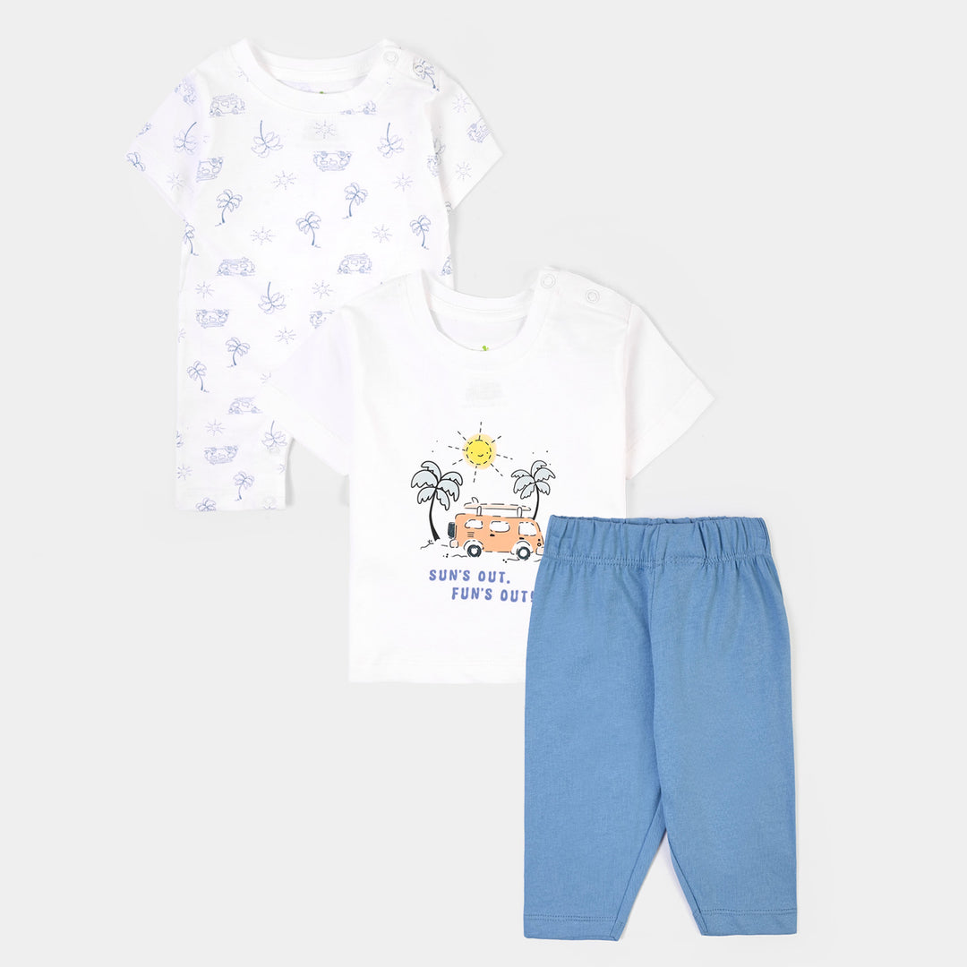 Infant Boys Cotton Jersey 3 Piece Set Free to fly - White/Blue