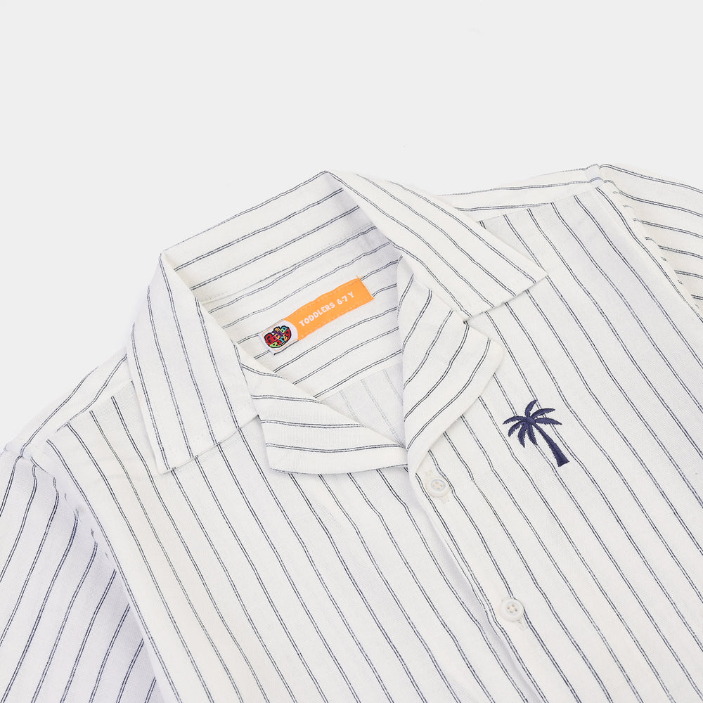 Boys Yarn Dyed Shirt (Salty Vibes)-WHITE