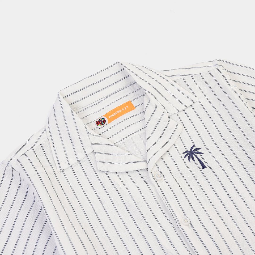 Boys Yarn Dyed Shirt (Salty Vibes)-WHITE