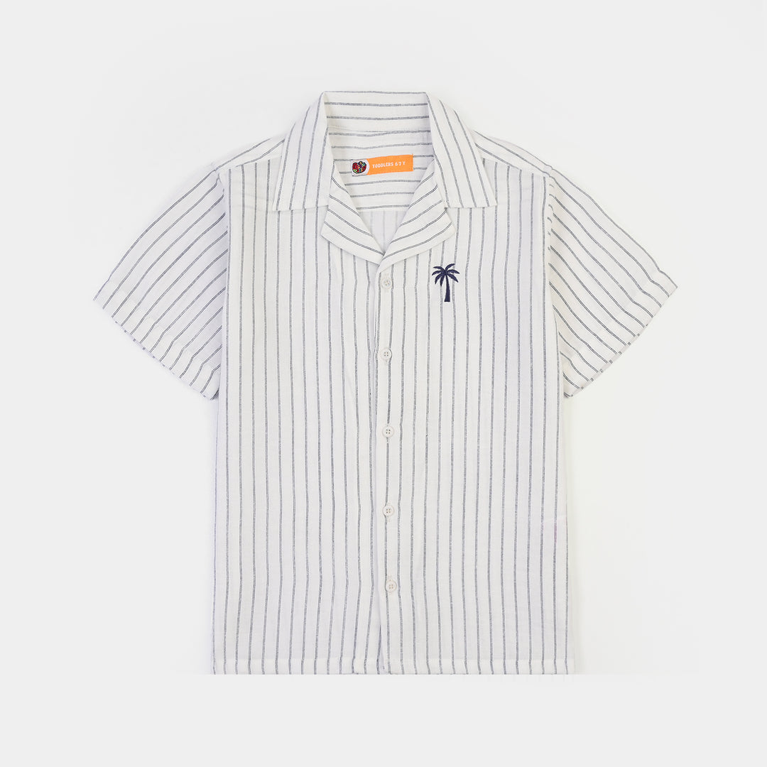 Boys Yarn Dyed Shirt (Salty Vibes)-WHITE
