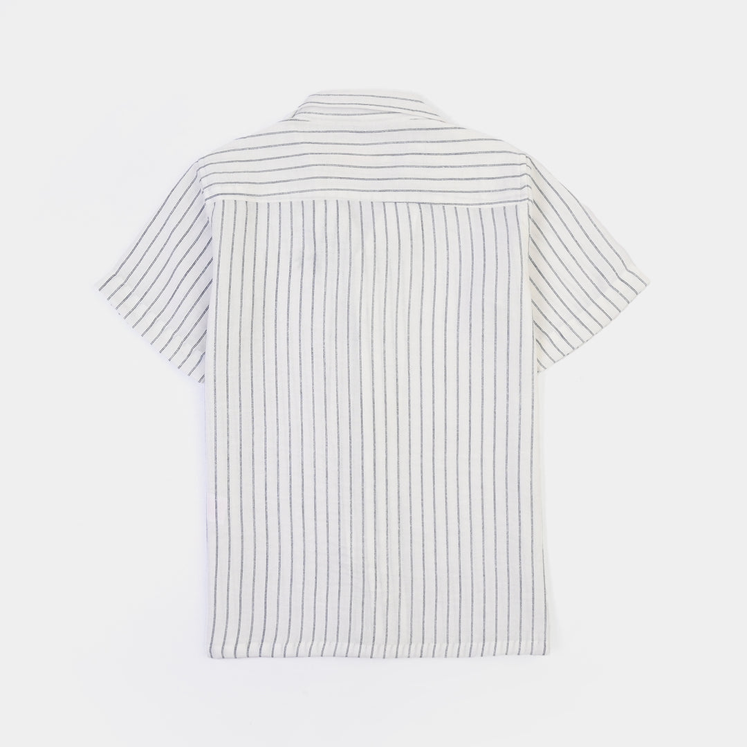 Boys Yarn Dyed Shirt (Salty Vibes)-WHITE