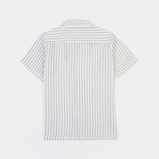 Boys Yarn Dyed Shirt (Salty Vibes)-WHITE