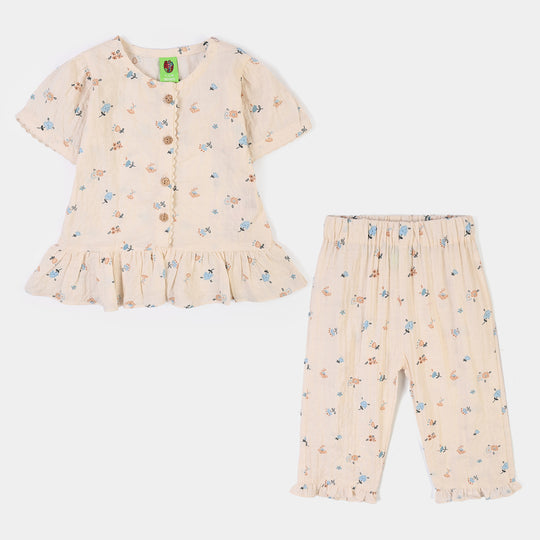 Infant Girls Cotton 2Pc Suit Fall- OFF White