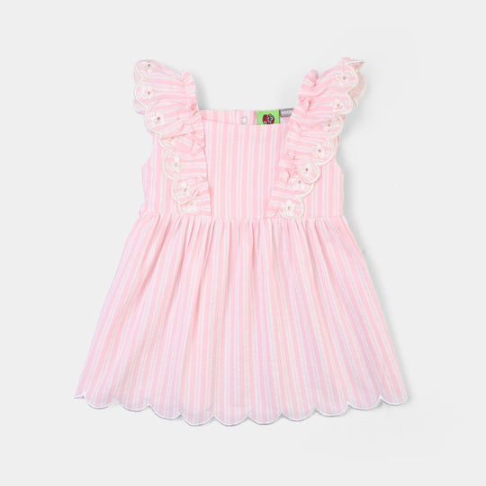 Infant Girls Cotton 2Pc Suit- Pink Stripes