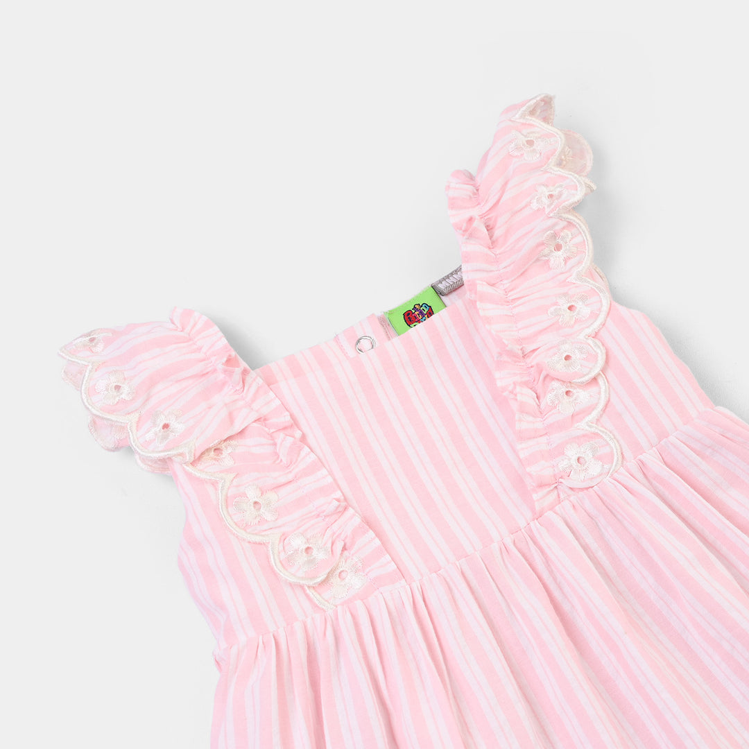 Infant Girls Cotton 2Pc Suit- Pink Stripes