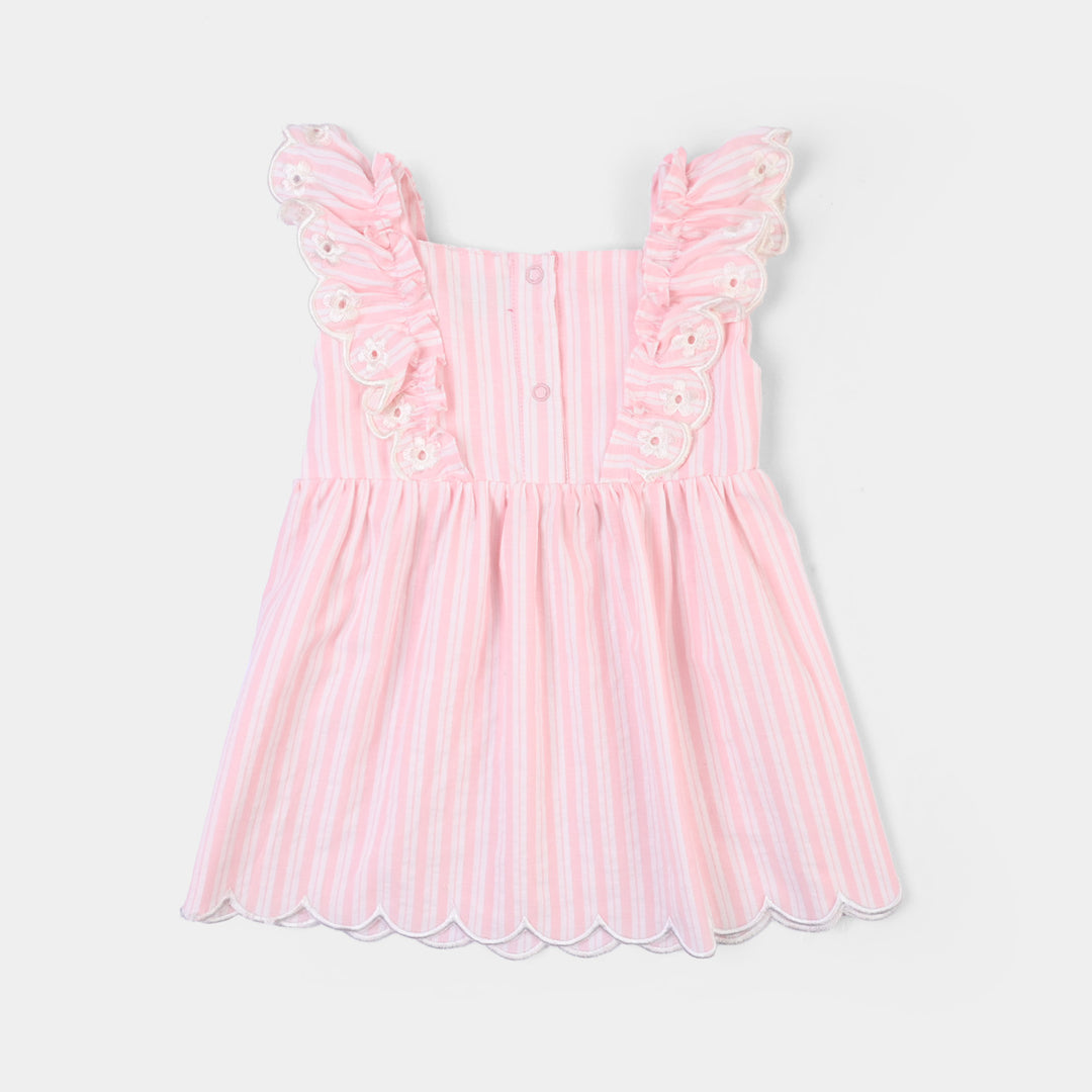 Infant Girls Cotton 2Pc Suit- Pink Stripes
