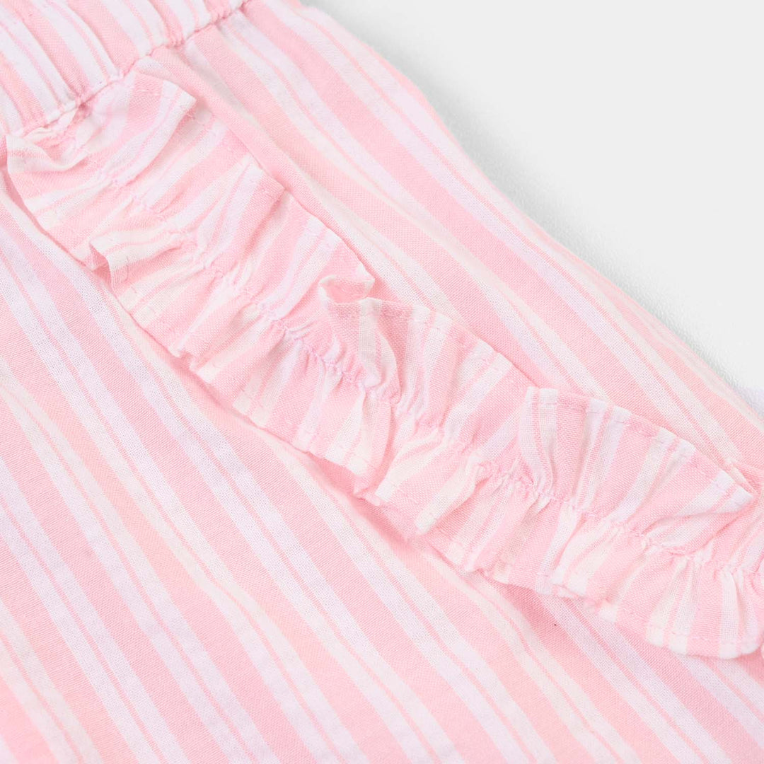 Infant Girls Cotton 2Pc Suit- Pink Stripes