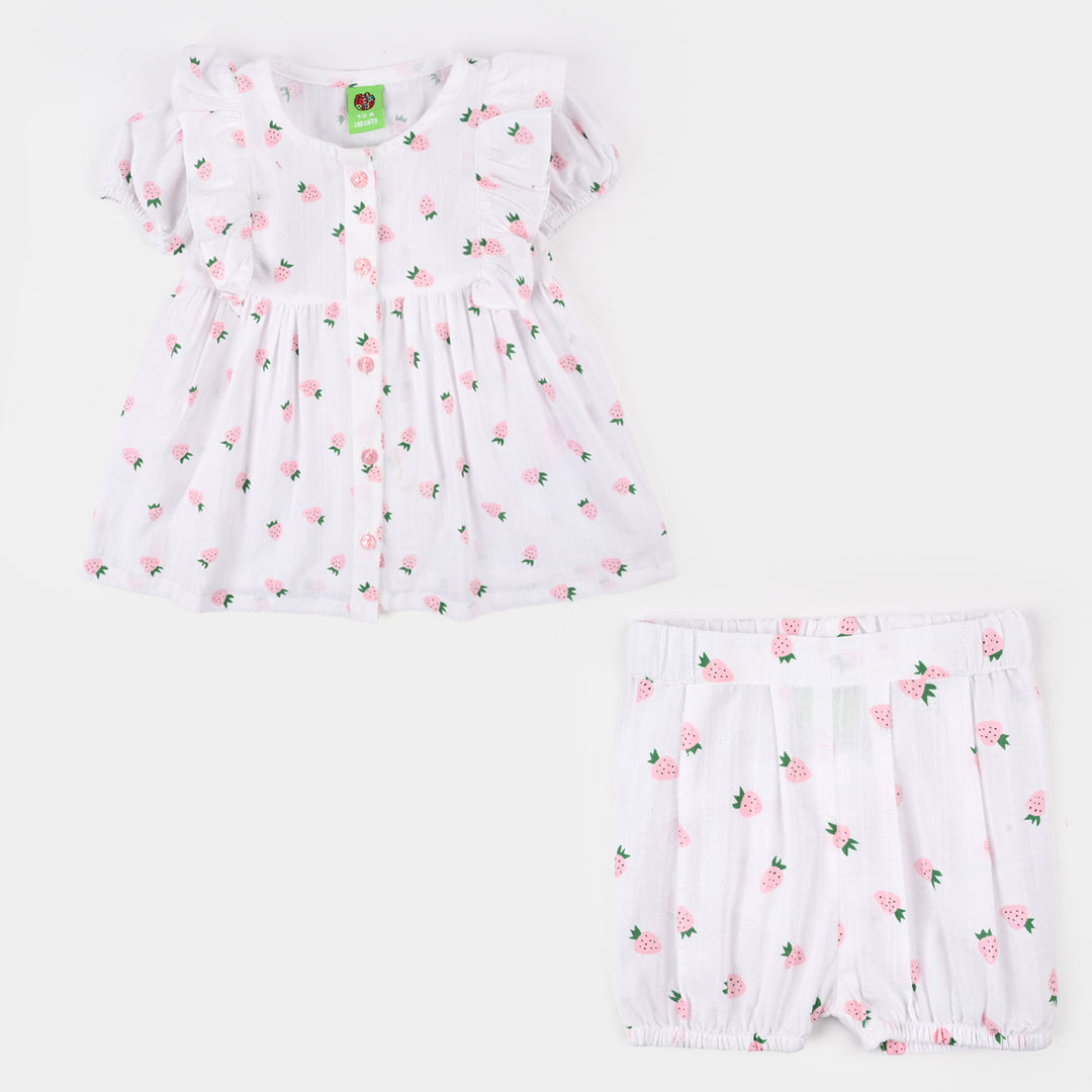 Infant Girls Jacquard 2Pc Suit-Berry-WHITE