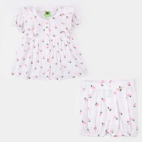 Infant Girls Jacquard 2Pc Suit-Berry-WHITE