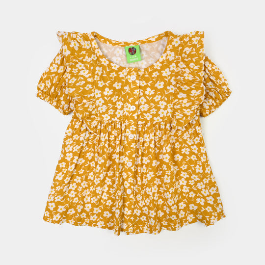 Infant Girls Cotton 2Pc Suit Daisy- Mustard