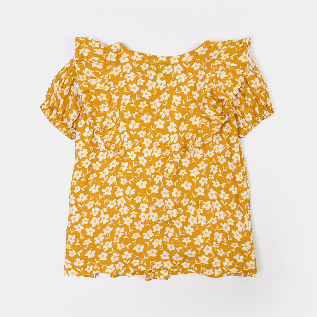 Infant Girls Cotton 2Pc Suit Daisy- Mustard