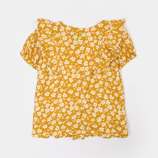 Infant Girls Cotton 2Pc Suit Daisy- Mustard