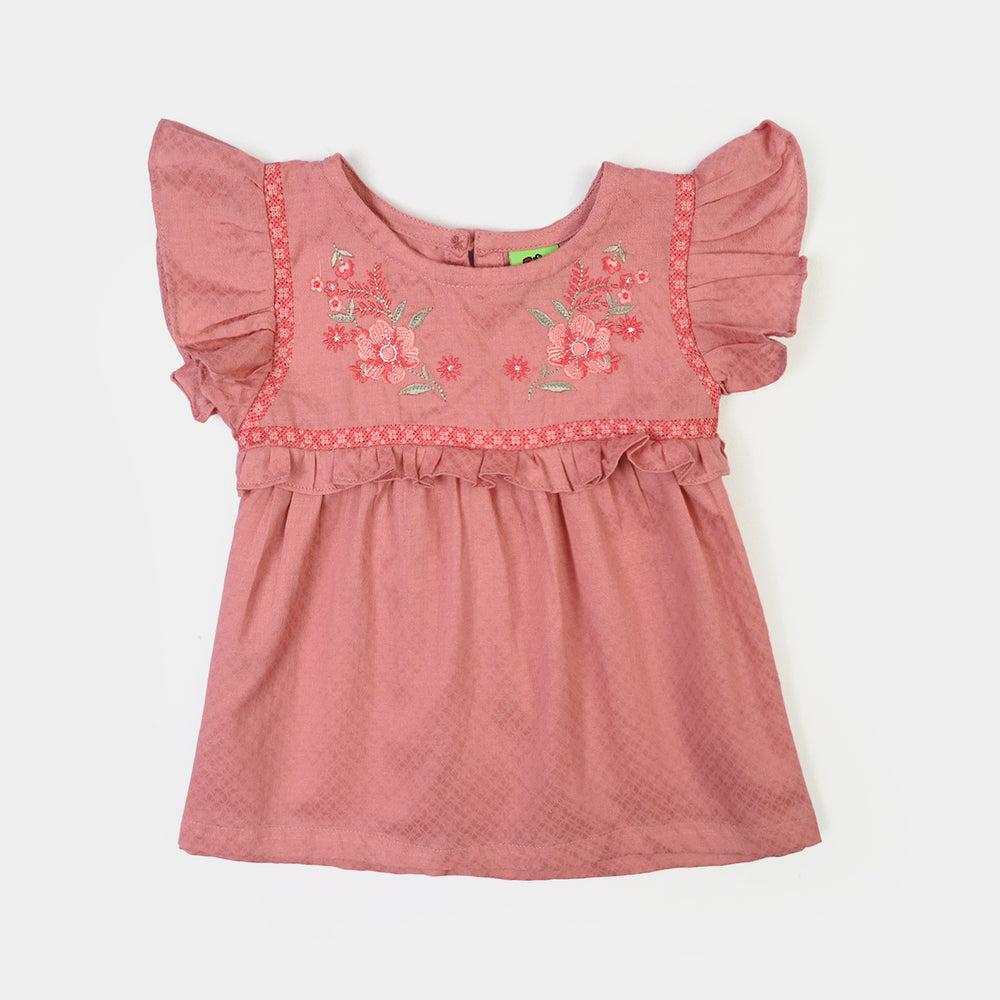 Infant Girls Jacquard 2Pc Suit Old Rose - Peach