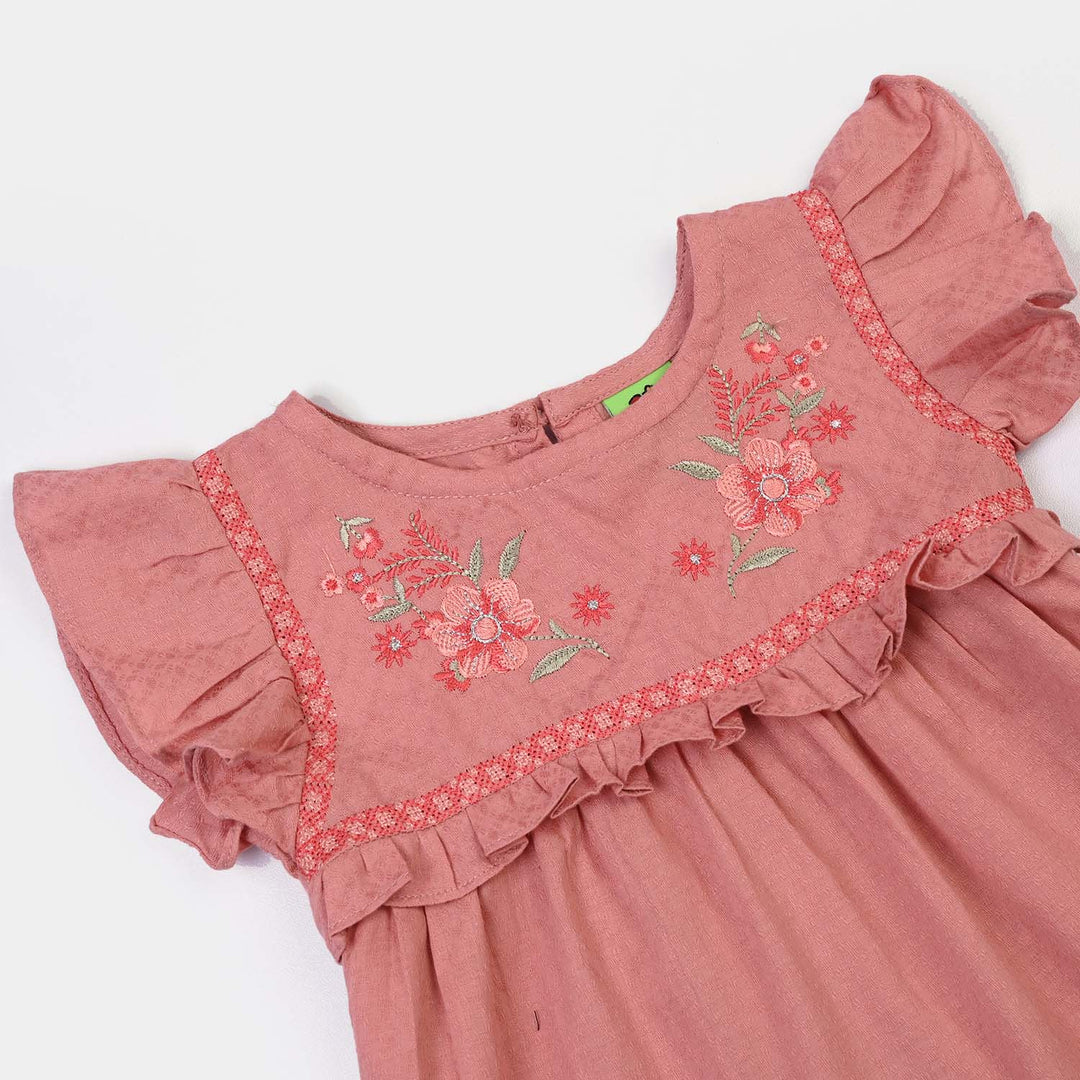 Infant Girls Jacquard 2Pc Suit Old Rose - Peach