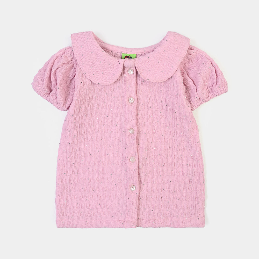Infant Girls Poly Crinkle 2Pc Suit Shine Bright -Light Pink
