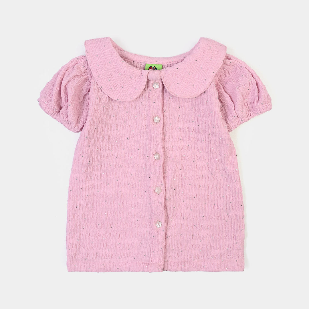 Infant Girls Poly Crinkle 2Pc Suit Shine Bright -Light Pink