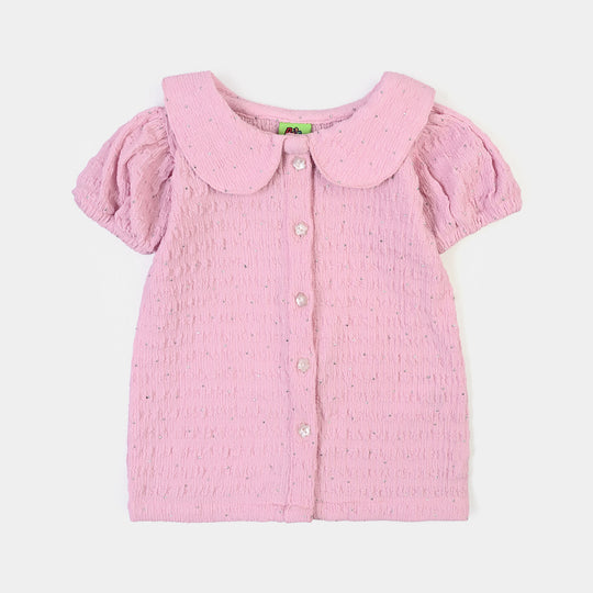 Infant Girls Poly Crinkle 2Pc Suit Shine Bright -Light Pink