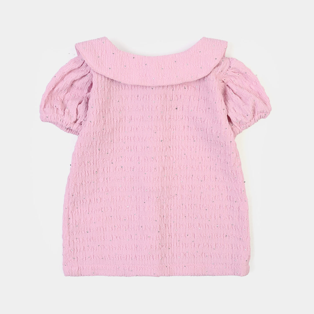 Infant Girls Poly Crinkle 2Pc Suit Shine Bright -Light Pink