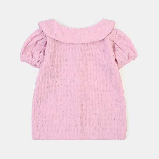 Infant Girls Poly Crinkle 2Pc Suit Shine Bright -Light Pink