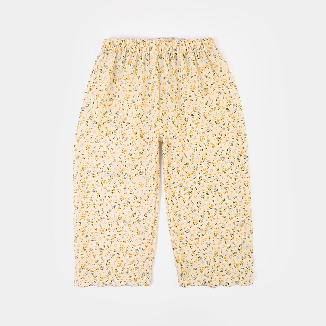 Girls Polyester Co-Ord Set Mustard-Multi