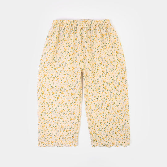 Girls Polyester Co-Ord Set Mustard-Multi