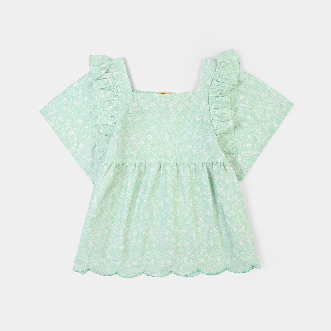 Girls Cotton Co-Ord Set Botanic-GREEN