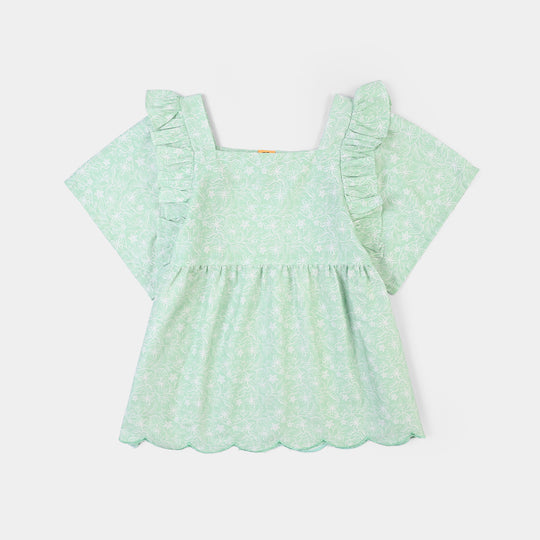 Girls Cotton Co-Ord Set Botanic-GREEN