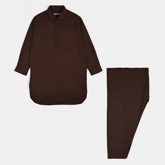 Boys Poly Viscose 2Piece Suit (Blended)-D.Brown