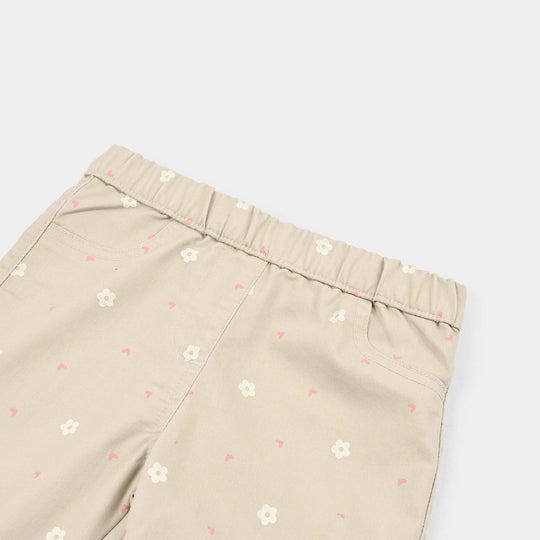 Girls Cotton Twill JEGGING Printed FLORAL-BEIGE