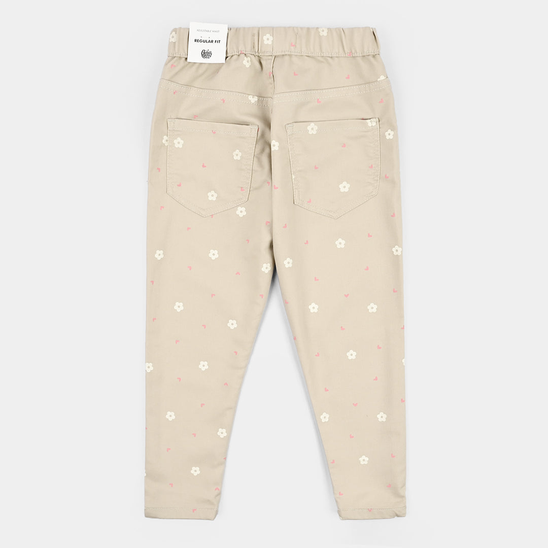 Girls Cotton Twill JEGGING Printed FLORAL-BEIGE