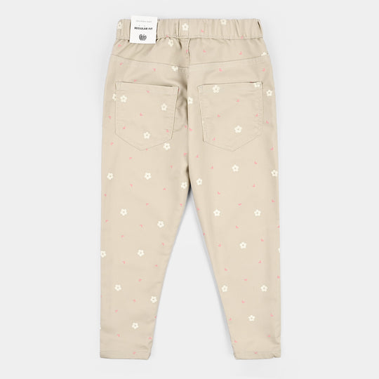 Girls Cotton Twill JEGGING Printed FLORAL-BEIGE