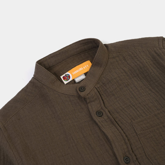 Boys Gauze Shirt (Fully Here)-Olive