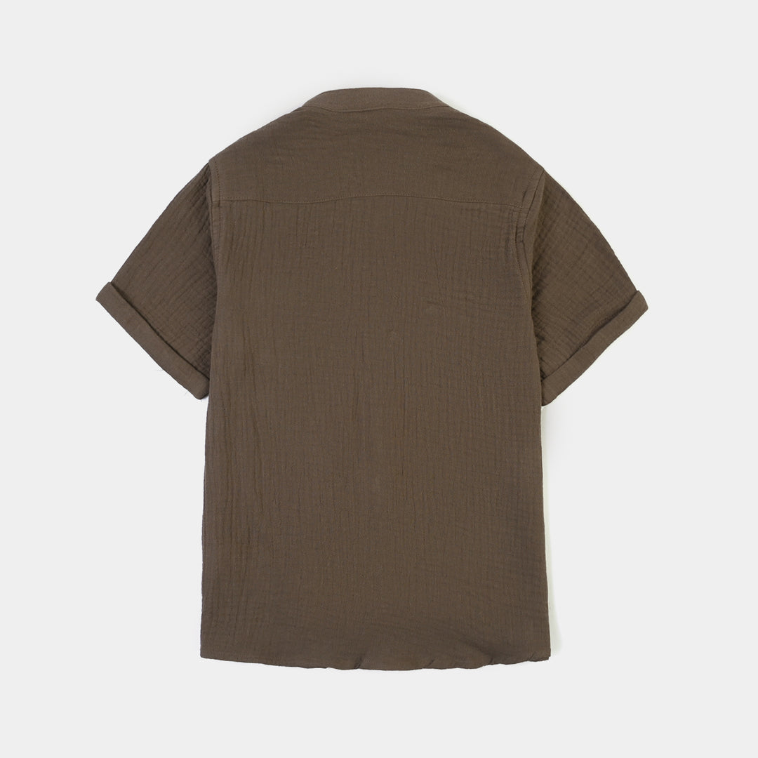 Boys Gauze Shirt (Fully Here)-Olive