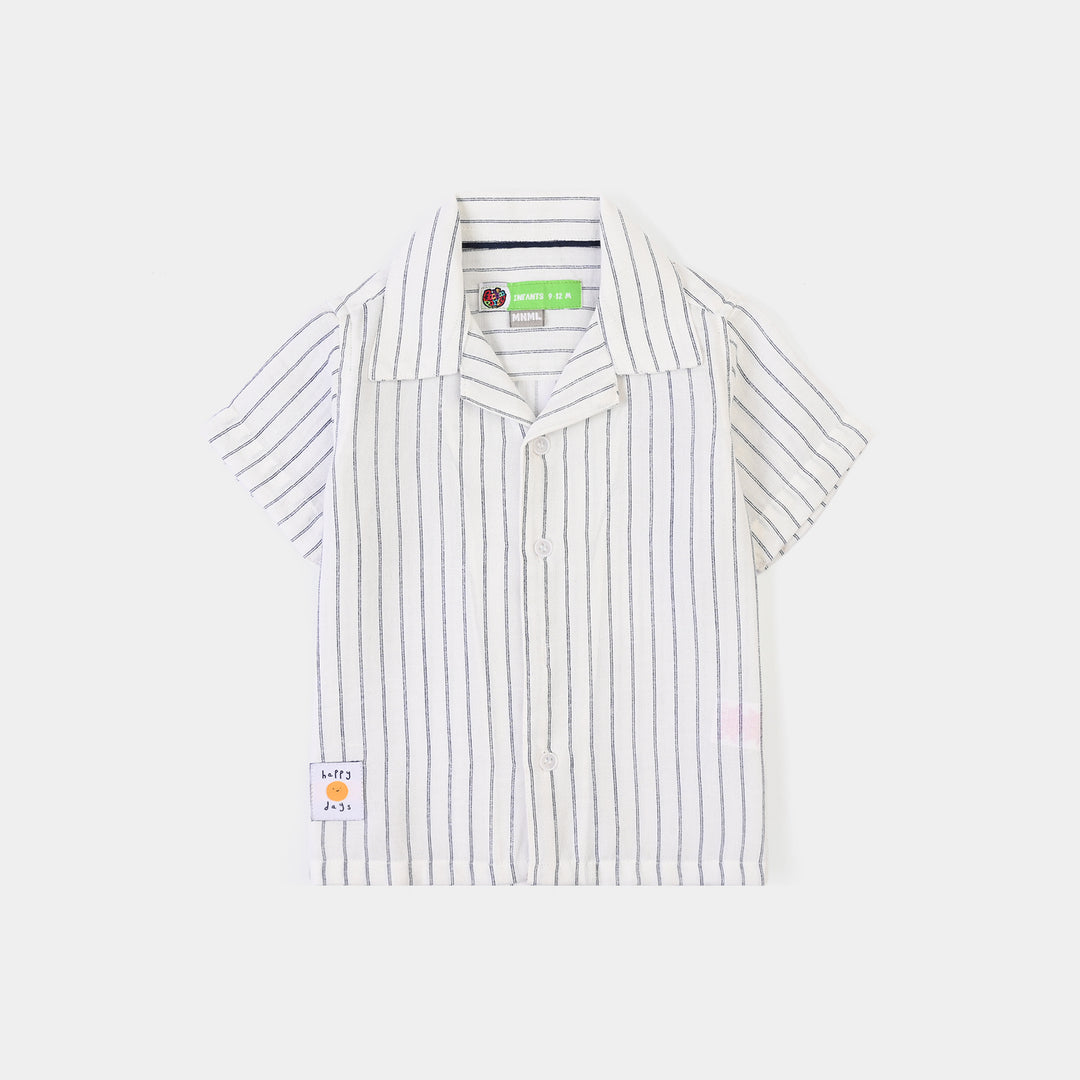 Infant Boys Yarn Dyed Shirt (Fun Play)-White