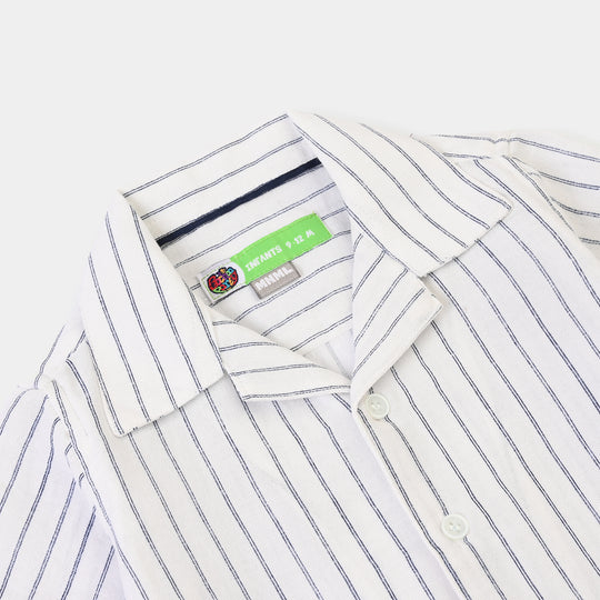 Infant Boys Yarn Dyed Shirt (Fun Play)-White