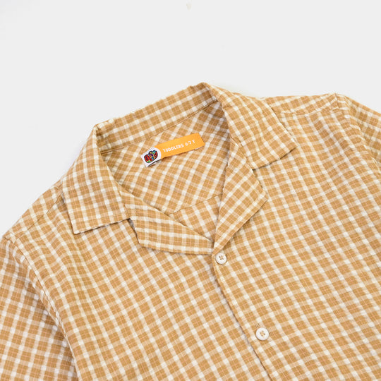 Boys Yarn Dyed Shirt (Good Time Ahead)-BROWN