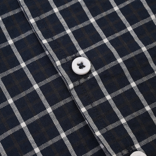 Infant Boys Yarn Dyed Shirt (Play)-Navy.Check