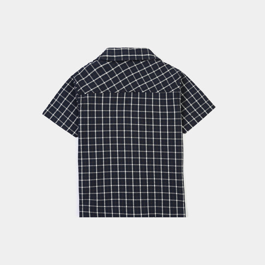 Infant Boys Yarn Dyed Shirt (Play)-Navy.Check