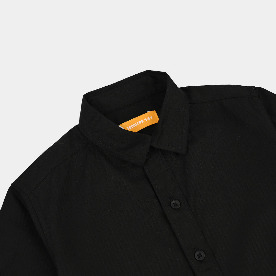 Boys Cotton Twill Shirt (Speed Max)-BLACK