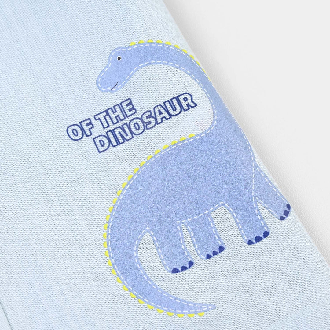 Infant Boys Cotton Slub Shirt (Follow The Roar)-Blue