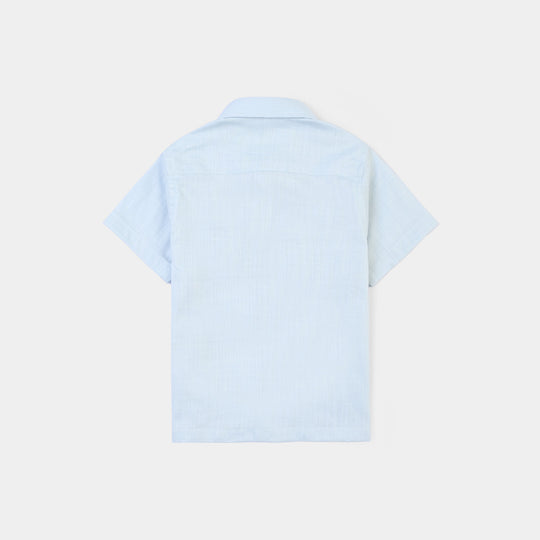 Infant Boys Cotton Slub Shirt (Follow The Roar)-Blue