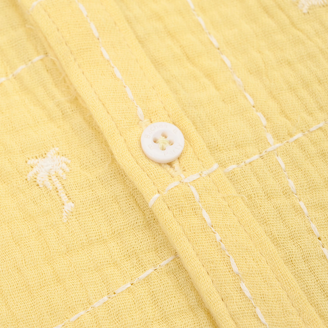 Infant Boys Cotton Slub Shirt (EMB Gauze)-Yellow