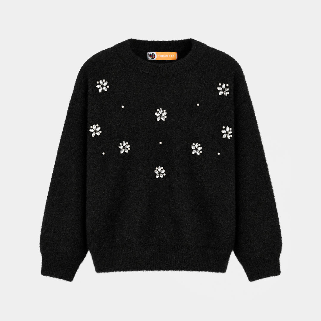 Girls Feather-Acrylic Sweater Shine-BLACK