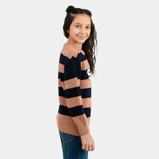Girls Acrylic Sweater Have Fun- Stripe