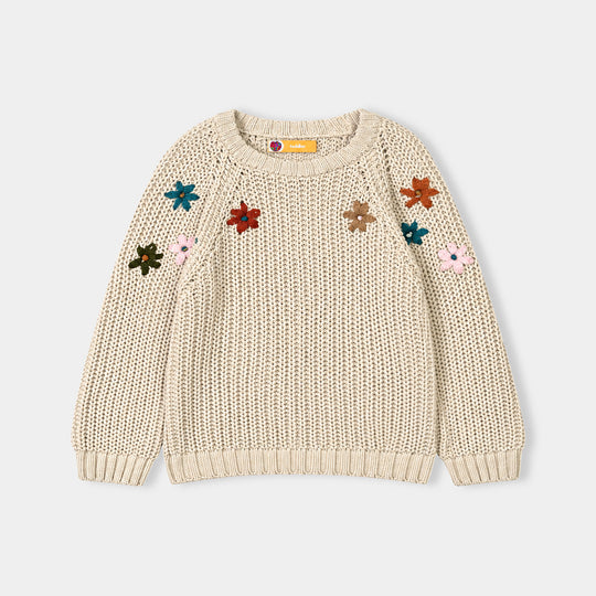 Girls Cotton Sweater Secret Garden-BEIGE