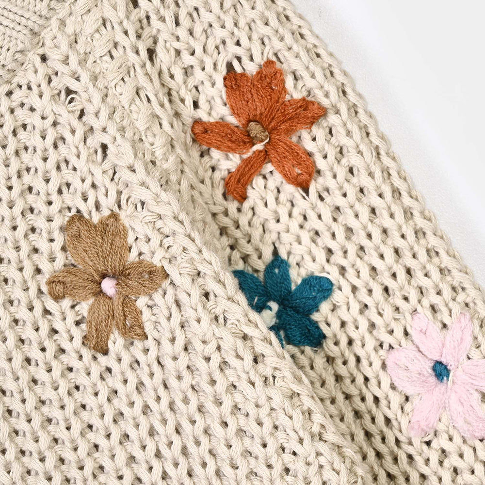 Girls Cotton Sweater-Secret Garden-BEIGE