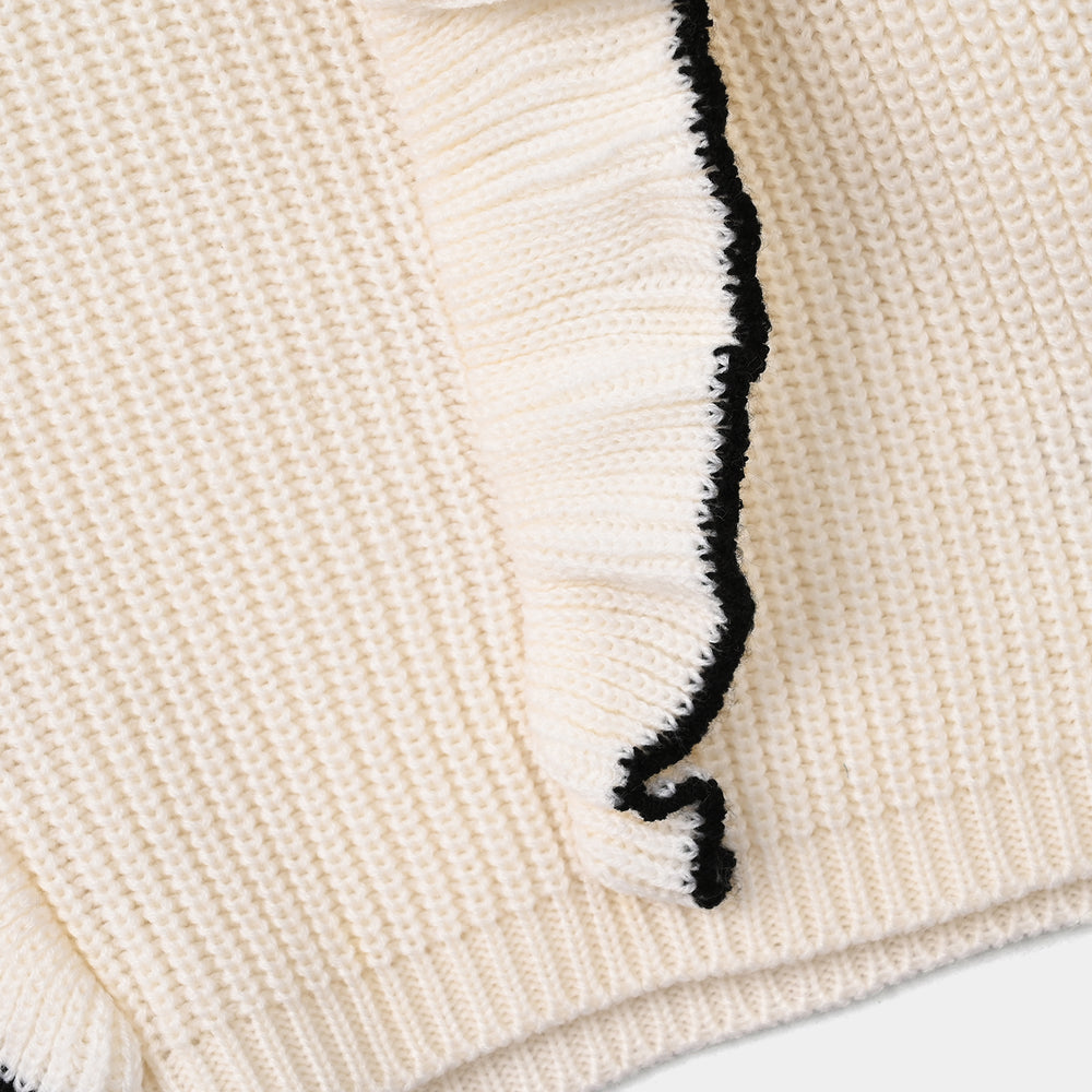 Girls Acrylic Sweater-Twirl-OFF-White
