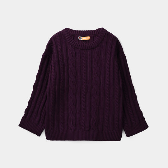 Girls Acrylic Sweater Twister - Purple