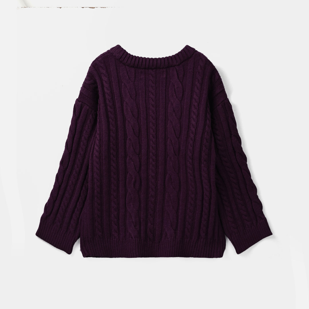Girls Acrylic Sweater Twister - Purple
