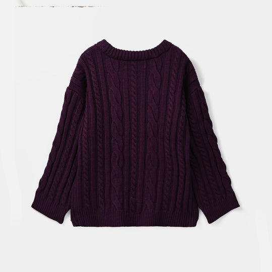 Girls Acrylic Sweater Twister - Purple